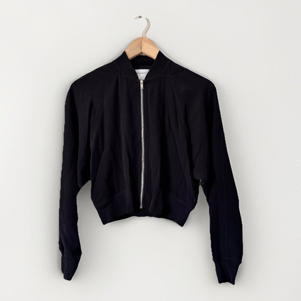 Aritzia Babaton Bomber Jacket in Black Womens Size XXS Silver Zipper